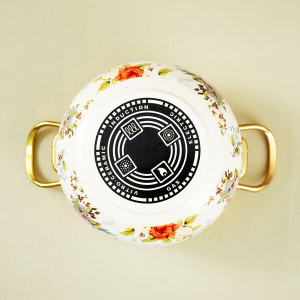 Vintage Enamel Stockpot, Floral Enamel Soup pot, Cookware With Metal Handle for Gas stove - Image 4