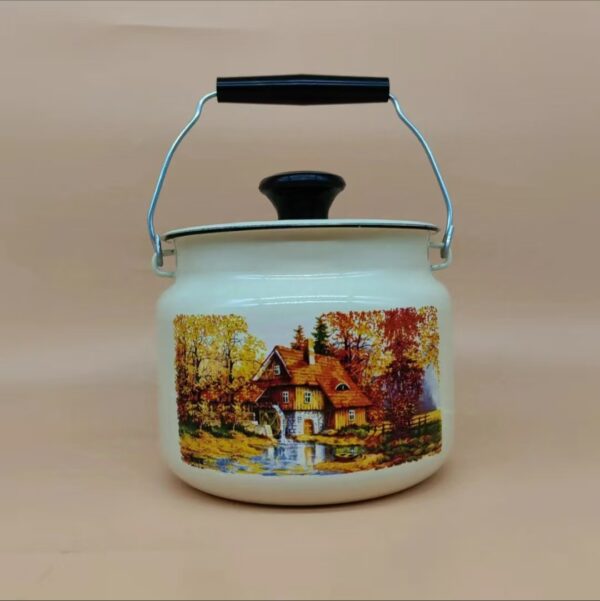 Kazakhstan Enamel Storage Bucket, Milk Bucket, Pig Oil Tank, Hand-held Bucket, Vintage And Nostalgic Enamel Cookware - Image 3
