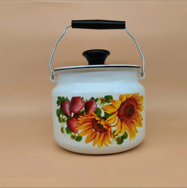 Kazakhstan Enamel Storage Bucket, Milk Bucket, Pig Oil Tank, Hand-held Bucket, Vintage And Nostalgic Enamel Cookware - Image 7