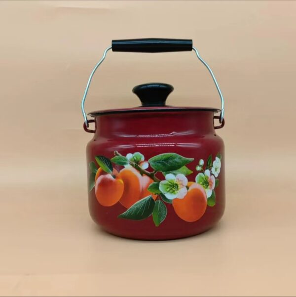 Kazakhstan Enamel Storage Bucket, Milk Bucket, Pig Oil Tank, Hand-held Bucket, Vintage And Nostalgic Enamel Cookware - Image 5