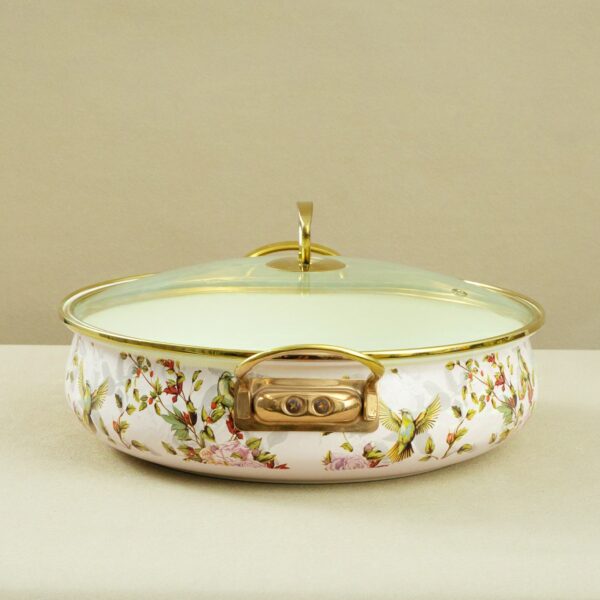 30CM Enamel Seafood Pot With Glass Lid, High-Capacity Hot Pot, Shallow Soup Pot, Induction Cooker, Open Flame Universal - Image 3