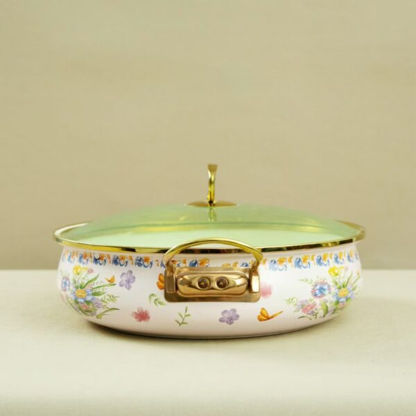 Vintage Enamel Hot Pot, Multi functional seafood pot, household Enamel Cookware With Lid and Handle - Image 4
