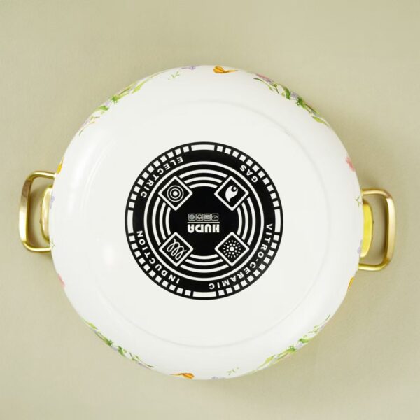 Vintage Enamel Hot Pot, Multi functional seafood pot, household Enamel Cookware With Lid and Handle - Image 5