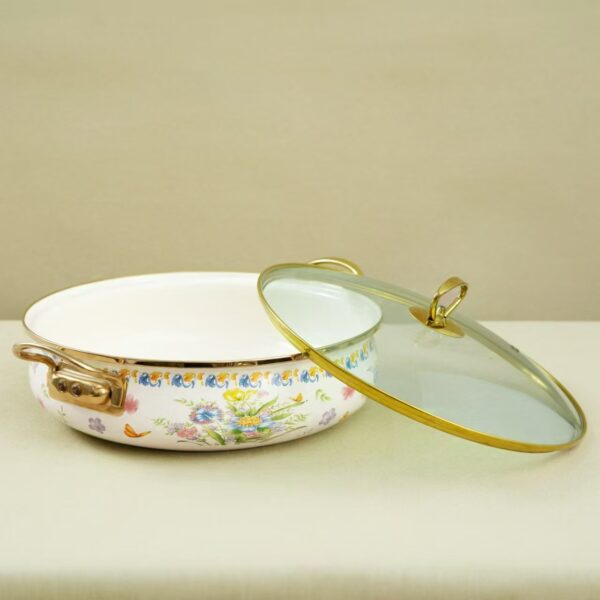 Vintage Enamel Hot Pot, Multi functional seafood pot, household Enamel Cookware With Lid and Handle - Image 3