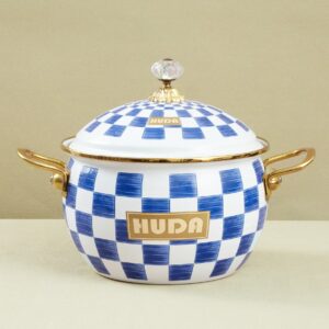Vintage Enamel Stockpot With Lid & Handle, 1 Count Simple Large Capacity Soup Pot, Durable Kitchen Cookware for Home Use