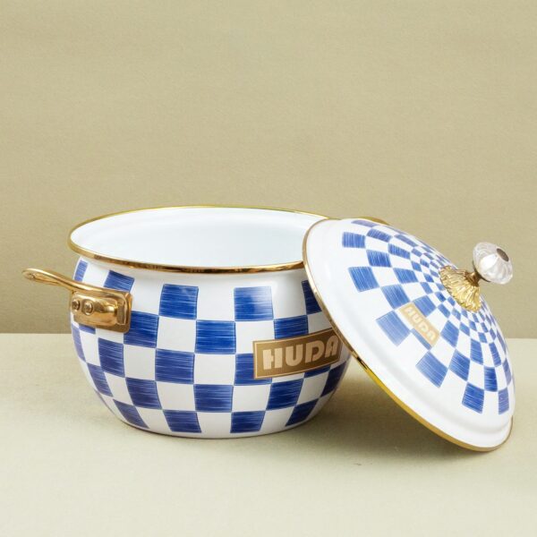 Vintage Enamel Stockpot With Lid & Handle, 1 Count Simple Large Capacity Soup Pot, Durable Kitchen Cookware for Home Use - Image 2