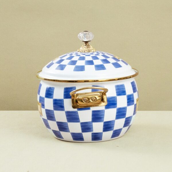 Vintage Enamel Stockpot With Lid & Handle, 1 Count Simple Large Capacity Soup Pot, Durable Kitchen Cookware for Home Use - Image 3