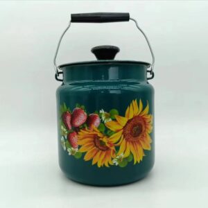 Kazakhstan Enamel Storage Bucket, Milk Bucket, Hand-held Bucket, Vintage Sealed Jar, Honey Jar
