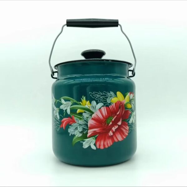 Kazakhstan Enamel Storage Bucket, Milk Bucket, Hand-held Bucket, Vintage Sealed Jar, Honey Jar - Image 8