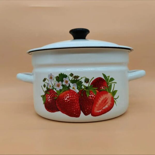 Kazakhstan Vintage Pattern Stockpot with Lid, 1 Count Double Ear Soup Pot with Handle, Large Capacity Cooking Pot for Home Kitchen - Image 14