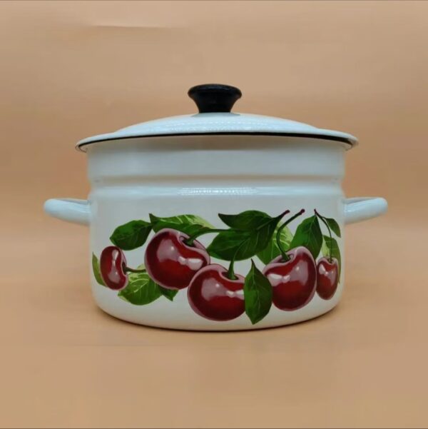 Kazakhstan Vintage Pattern Stockpot with Lid, 1 Count Double Ear Soup Pot with Handle, Large Capacity Cooking Pot for Home Kitchen - Image 13