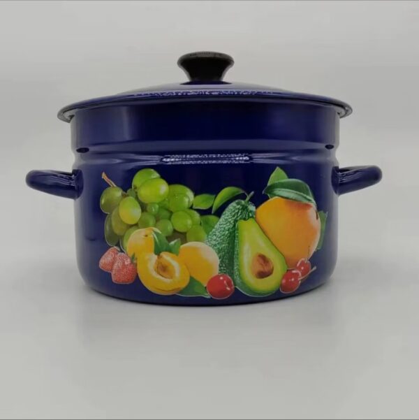 Kazakhstan Vintage Pattern Stockpot with Lid, 1 Count Double Ear Soup Pot with Handle, Large Capacity Cooking Pot for Home Kitchen - Image 12
