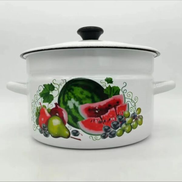 Kazakhstan Vintage Pattern Stockpot with Lid, 1 Count Double Ear Soup Pot with Handle, Large Capacity Cooking Pot for Home Kitchen - Image 11