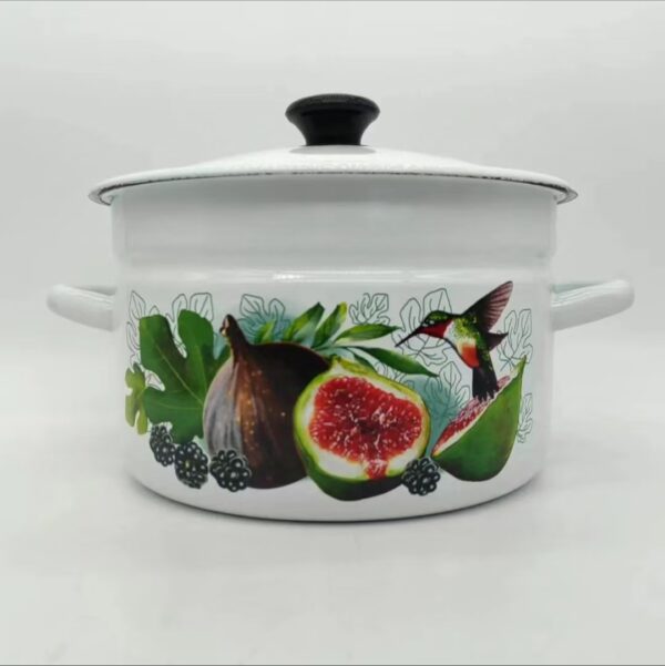 Kazakhstan Vintage Pattern Stockpot with Lid, 1 Count Double Ear Soup Pot with Handle, Large Capacity Cooking Pot for Home Kitchen - Image 6