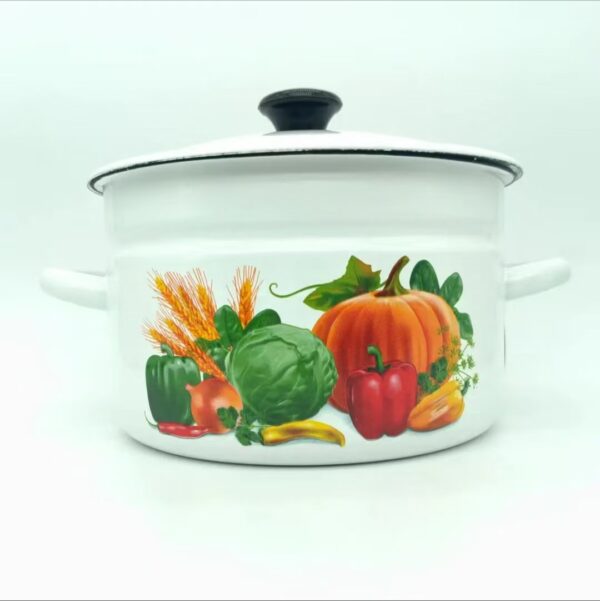 Kazakhstan Vintage Pattern Stockpot with Lid, 1 Count Double Ear Soup Pot with Handle, Large Capacity Cooking Pot for Home Kitchen - Image 4