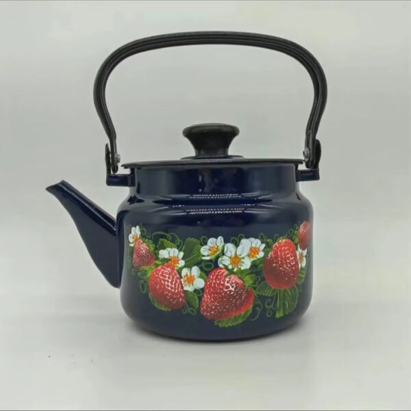 Kazakhstan Vintage Enamel Kettle with Handle, Portable Camping Kettle, Enamel Teapot for Outdoor Travel - Image 6