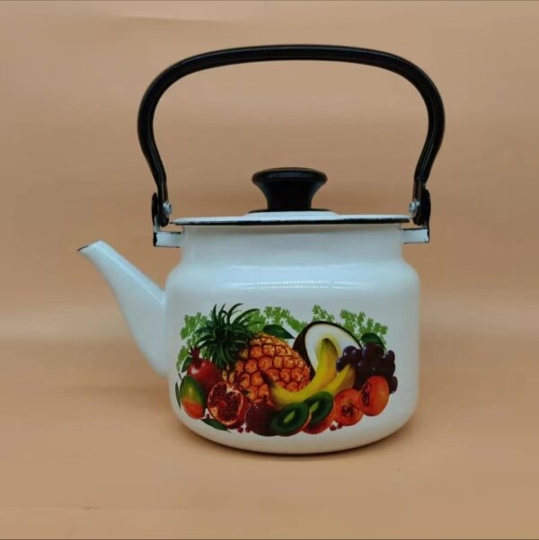 Kazakhstan Vintage Enamel Kettle with Handle, Portable Camping Kettle, Enamel Teapot for Outdoor Travel - Image 7