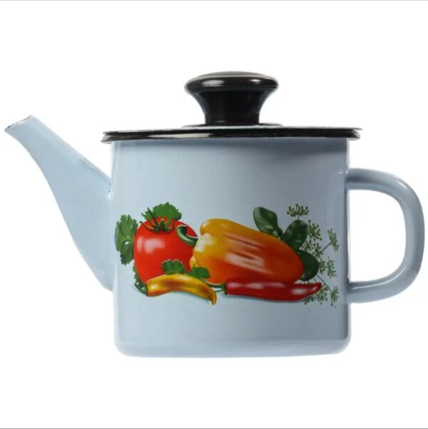 Kazakhstan Vintage Enamel Oil Pot, Spice Jar, Seasoning Jar, Enamel Cookware for Home Kitchen - Image 10