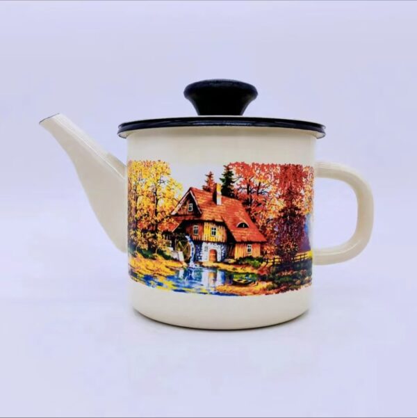 Kazakhstan Vintage Enamel Oil Pot, Spice Jar, Seasoning Jar, Enamel Cookware for Home Kitchen - Image 8