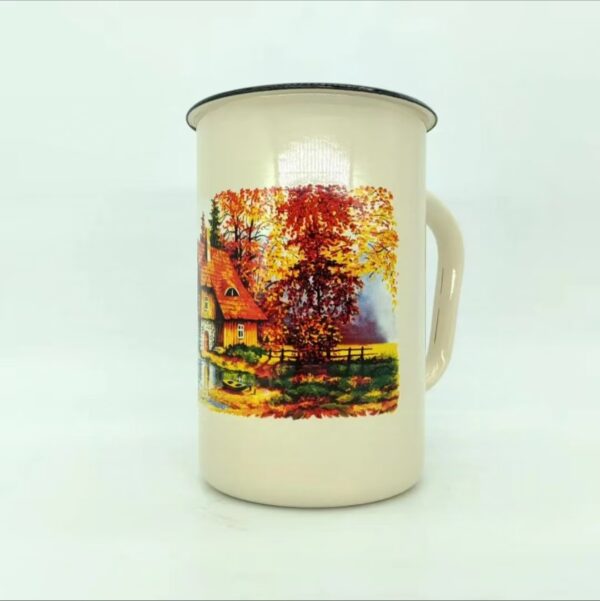 Kazakhstan Vintage Enamel Beer Mug, Large Water Cup, Exquisite Milk Cup - Image 3