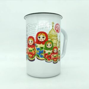 Kazakhstan Vintage Enamel Beer Mug, Large Water Cup, Exquisite Milk Cup